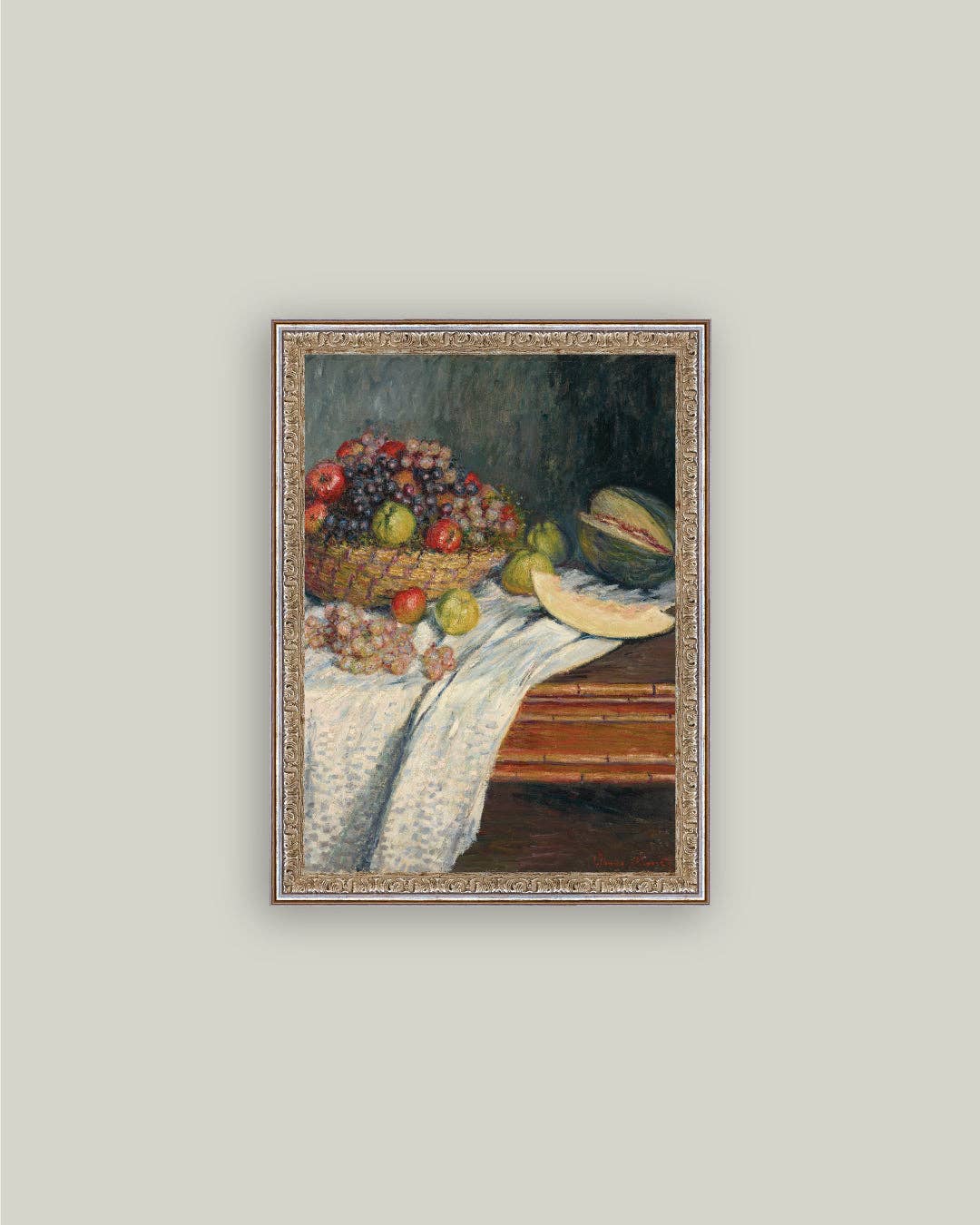 Petal Lane Home - Still Life with Honeydew Framed Antique Art: 5x7