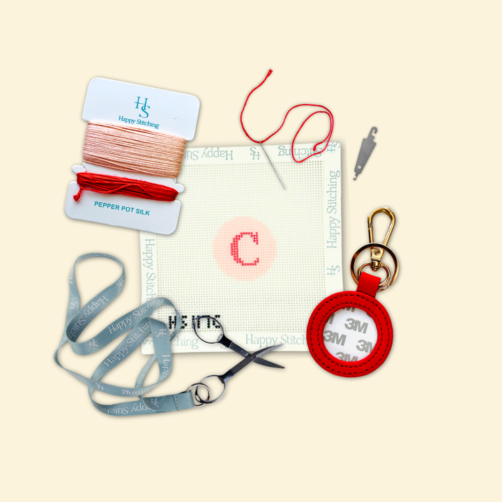 Happy Stitching - Our Initial Thought - Key Fob in Rosy Cheeks: J
