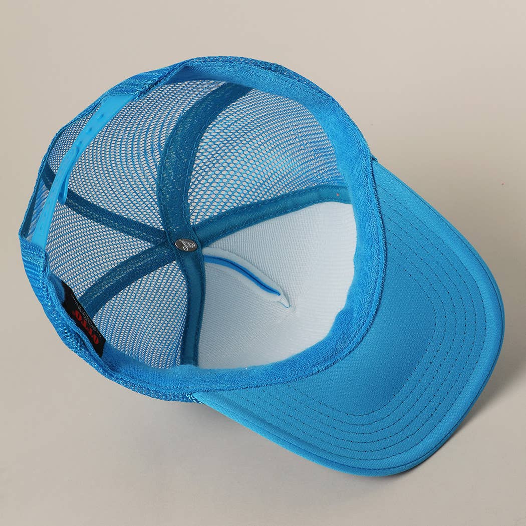 Fashion City - I Only Talk To Boys With Boats Text Mesh Back Cap: NEON ORANGE / ONE SIZE