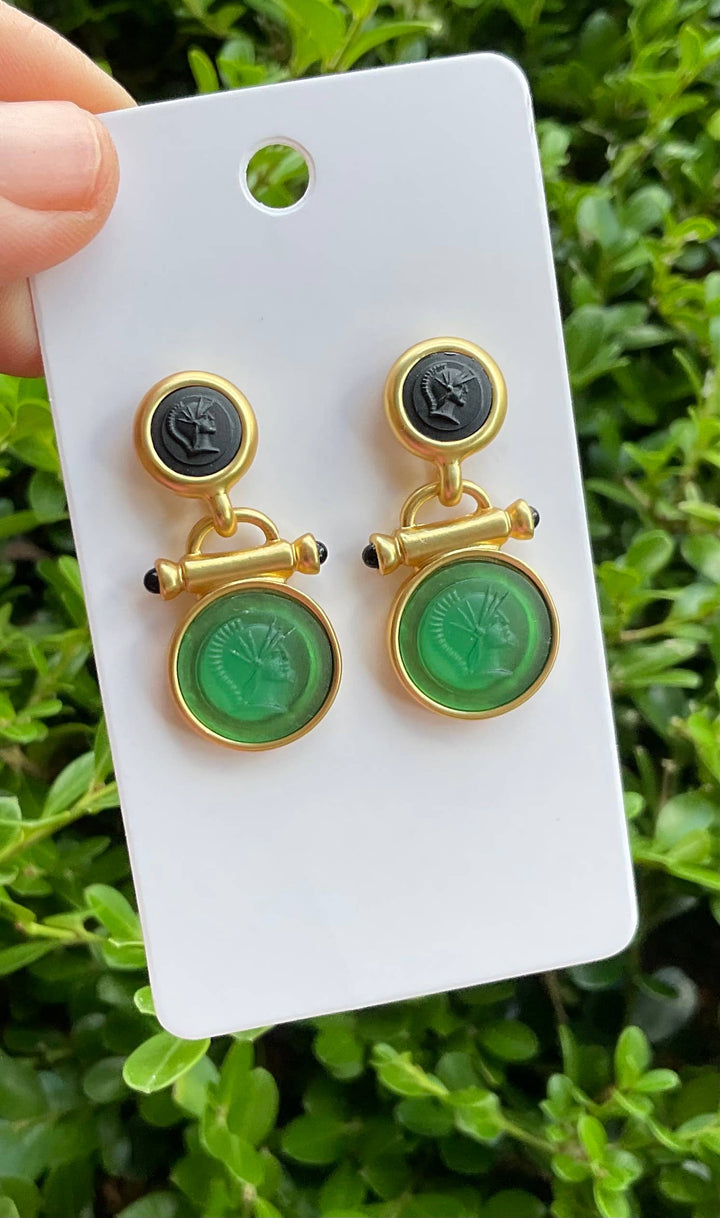 Baubles by Maggi - Vintage style intaglio earrings art deco 