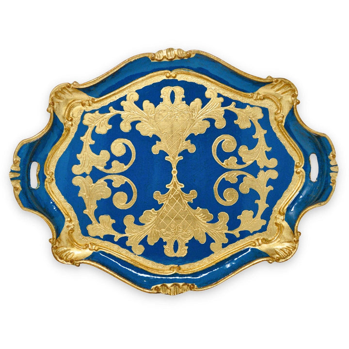 Via Graceffo - Florentine Carved Gilded Wood Tray, Large with Handles