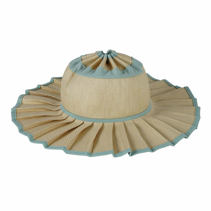 MKS America - Boho Checkered Straw Hat Foldable Beach Sun Hat: TGrass / M