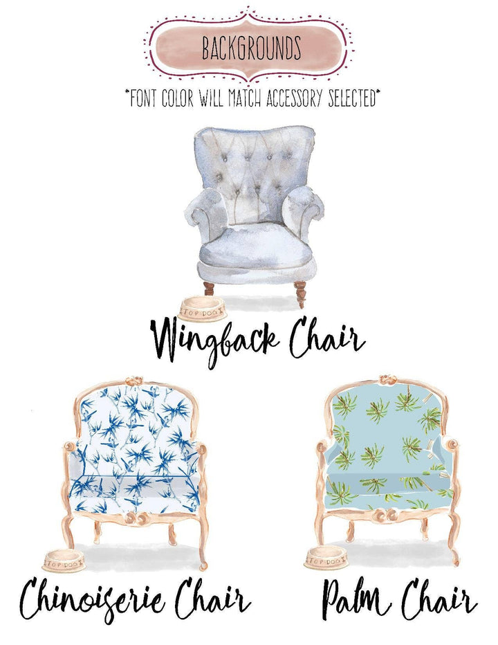 The Preppy Pineapple Home - Custom King Charles Spaniel Dog Towel: No Accessory / Wingback Chair