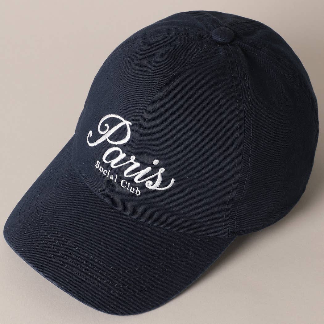 Fashion City - Paris Social Club Text Embroidery Baseball Cap: Pink / ONE SIZE