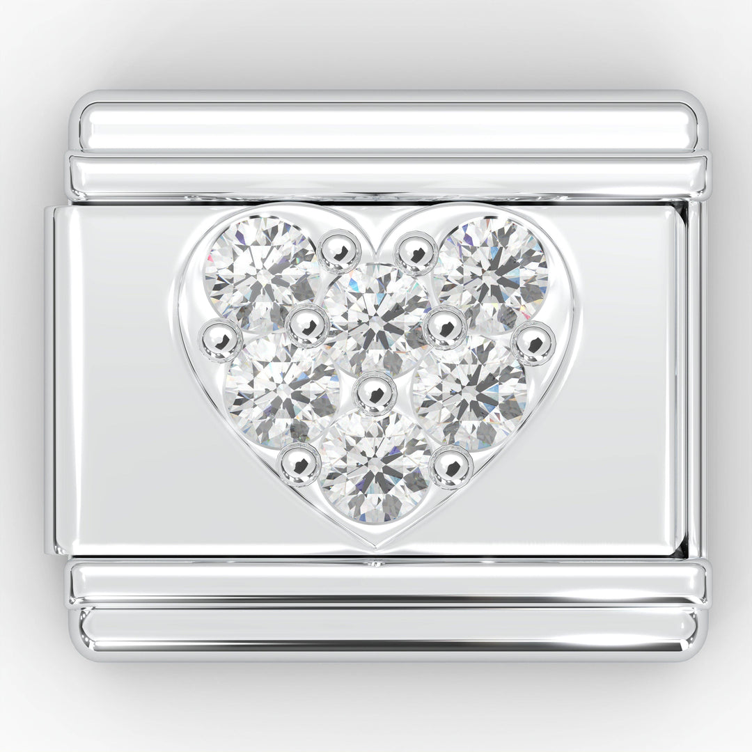 Natalia - Italian Charm Bracelet Charms - Rhinestone Heart Links: Red