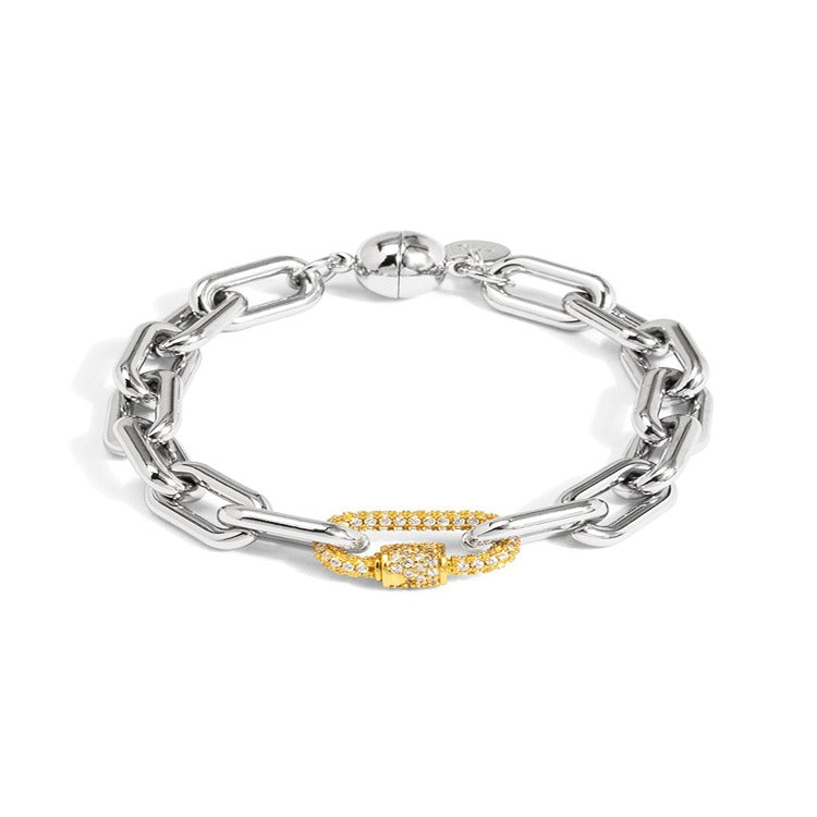 Two-Tone Carabiner Link Magnet Bracelet
