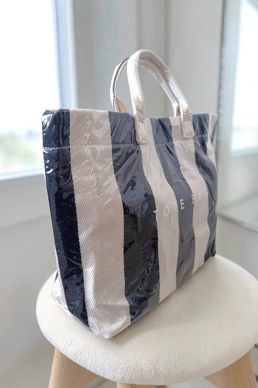Nash Grey - Navy and Beige Striped TOTE BAG