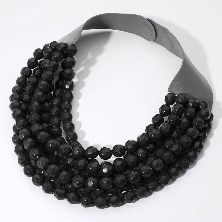 Sensibling Corp. - Chunky Acrylic Bead Layered Faux Leather Magnetic Necklace: Coral