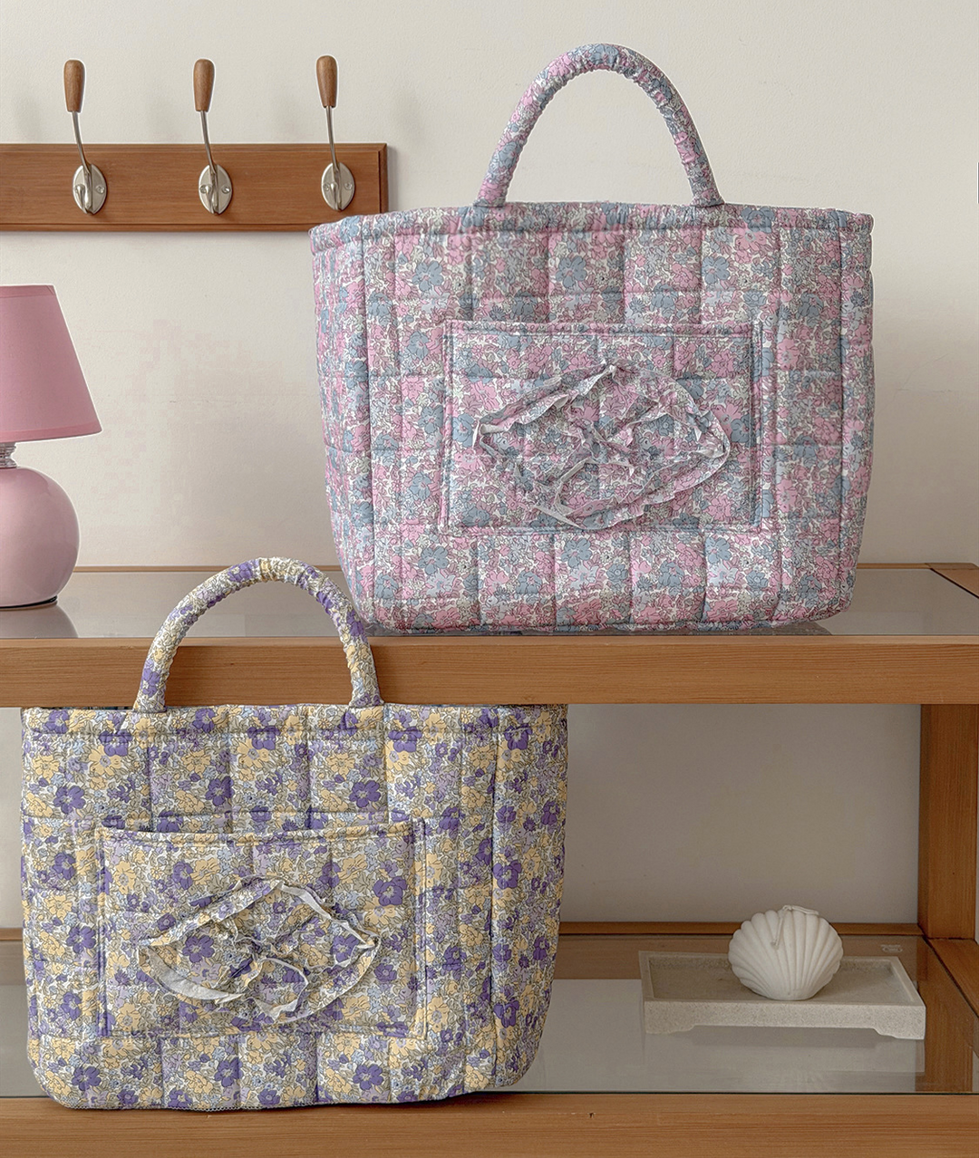 MKS America - Quilted Floral Laundry Basket Foldable Storage Basket: Pink / M