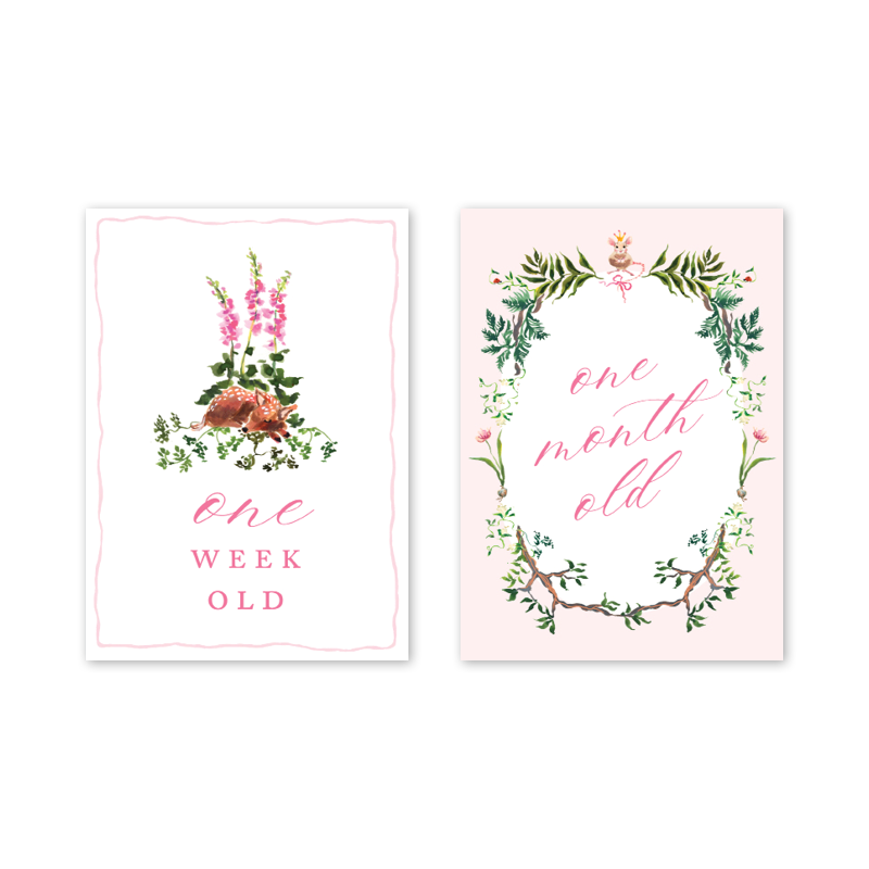 Dogwood Hill - Woodland Pink Milestone Cards: Milestone Cards - Set of 15