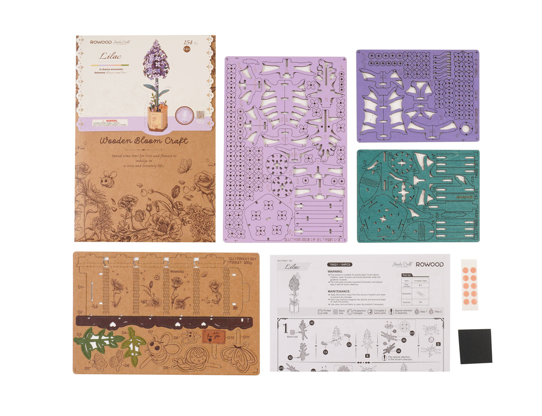 Hands Craft - 3D Wooden Flower Puzzle: Lilac