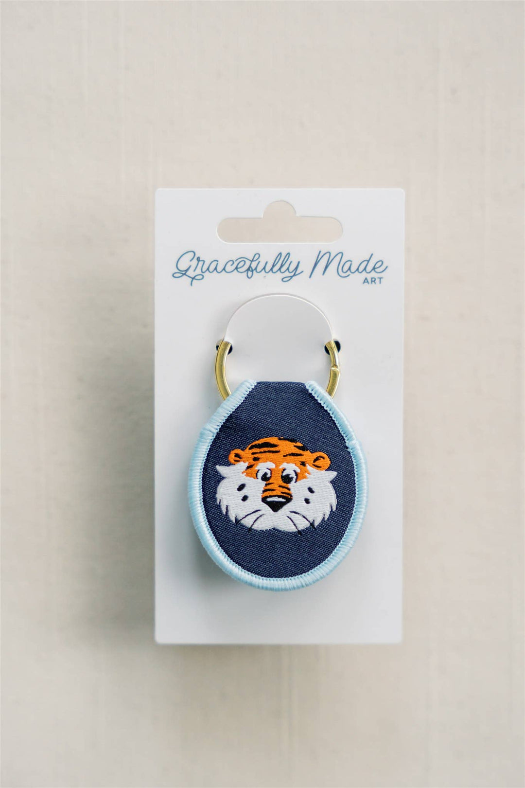 Gracefully Made Art - Auburn University Aubie Embroidered Keychain
