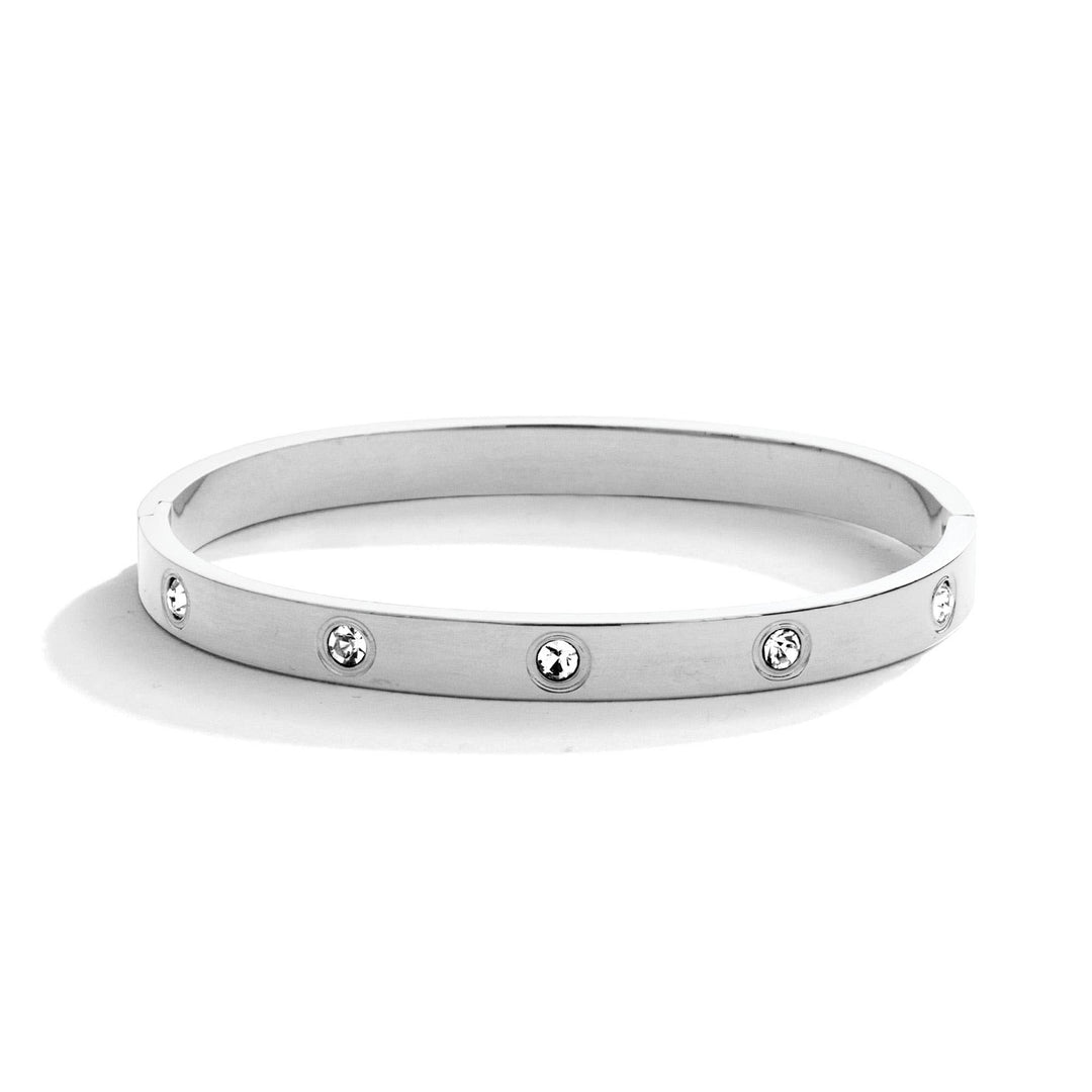Splendid Iris - Cubic Zirconia Hinged Bracelet: Gold