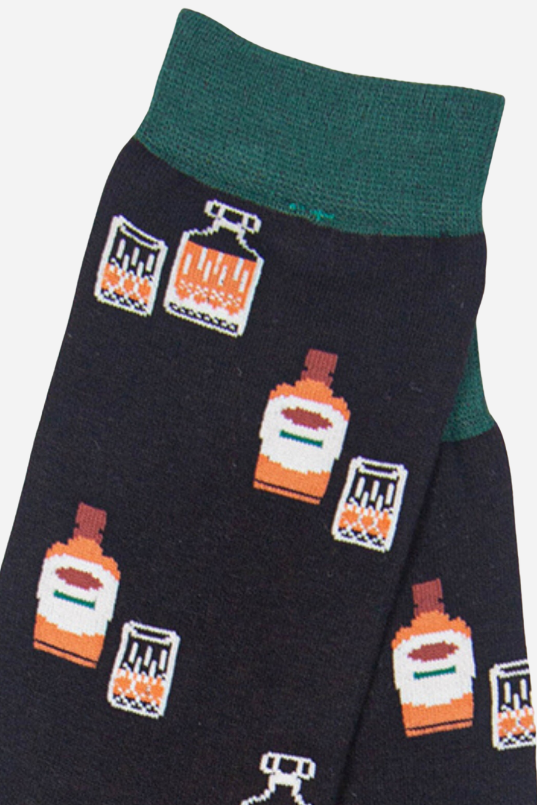 Sock Talk - Black Men's Whisky and Decanter Print Bamboo Socks