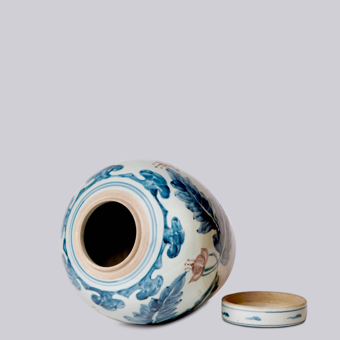 Cobalt Guild - Floral Red, Blue, and White Porcelain Jar