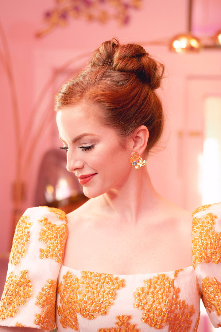 The Pink Reef - The Pink Reef Filagree Butterfly Stud in Turquoise