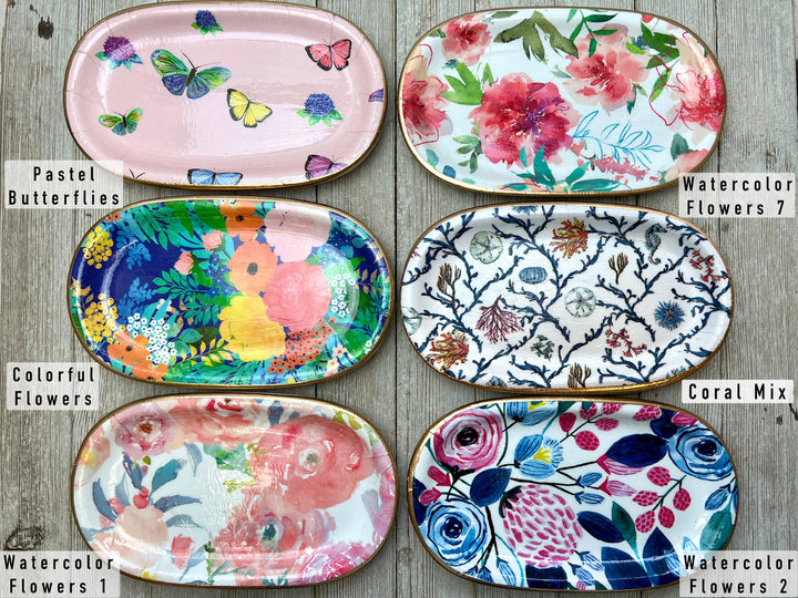 Ten Twenty Six Designs - Ceramic Jewelry tray- large: Floral Birds & Butterflies