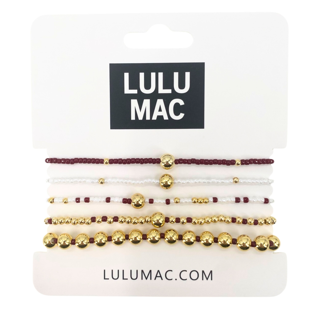 BR-TM-1001 Crimson and White Bracelet Stack