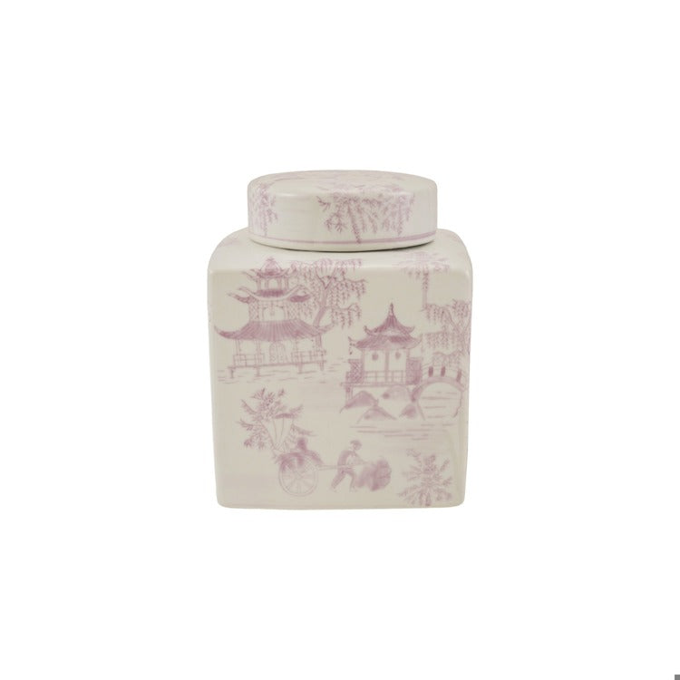 6" Sq x 7-1/2"H Decorative Stoneware