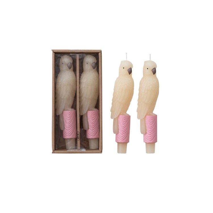 S/2 Unscented Parrot Taper Candles