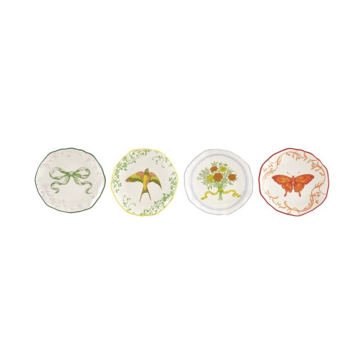 Stoneware Scalloped Plate W Butterfly