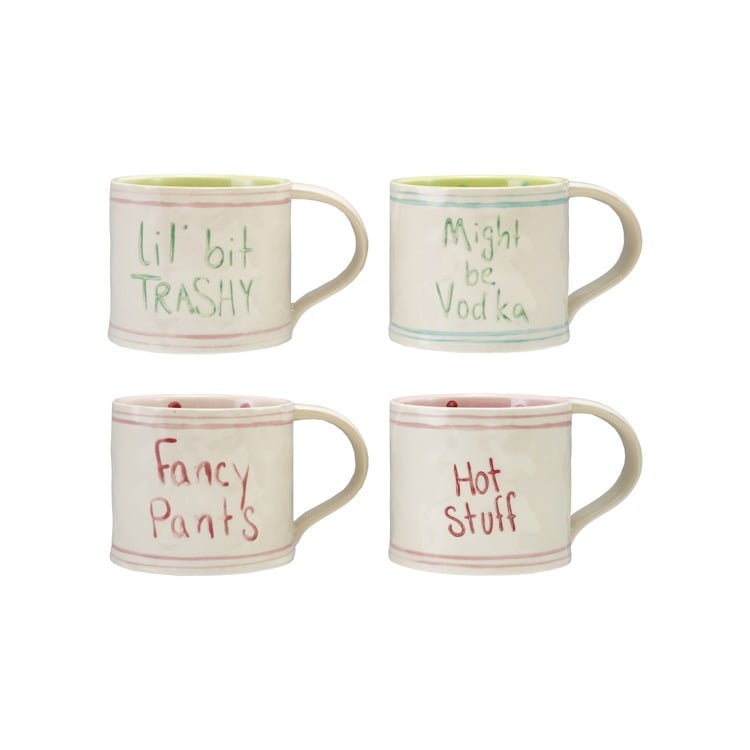 Hand-Painted Stoneware Mug W Written
