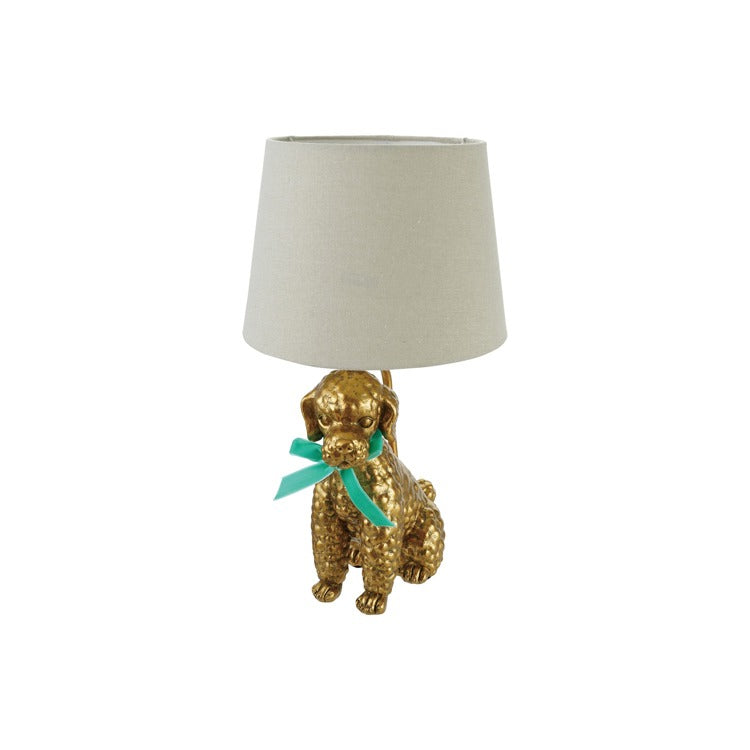 Resin Poodle Shped Table Lamp W Bow