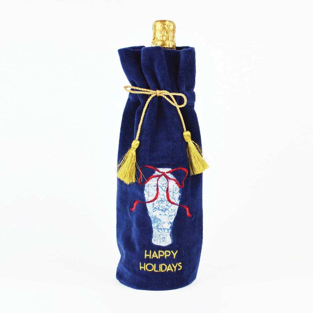 Embroidered Velvet Wine Bag - Ginger Jar