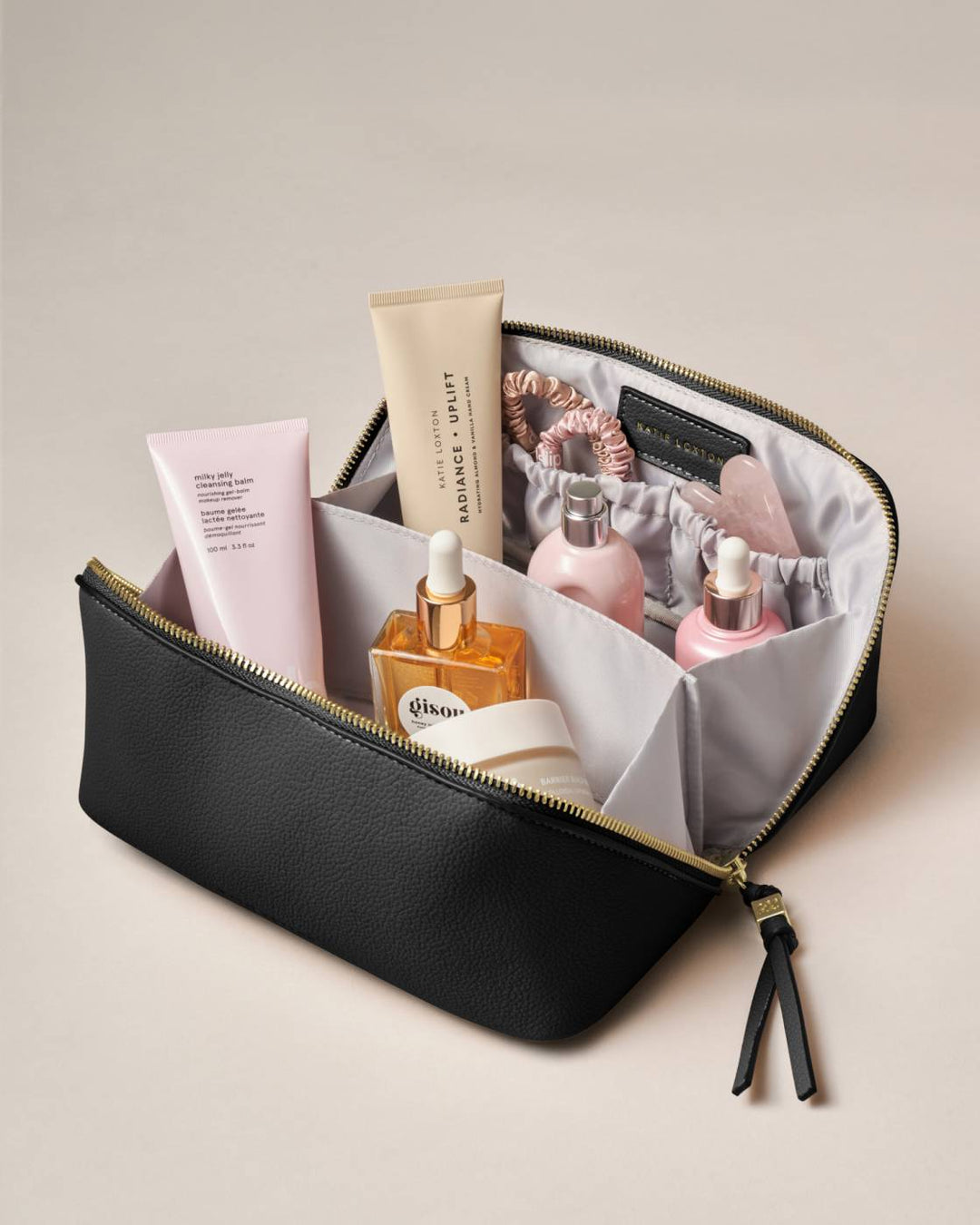 SOHO MEDIUM MAKE UP / WASH BAG | Black | 4 1/2" x 8 1/4" x 4 1/2"