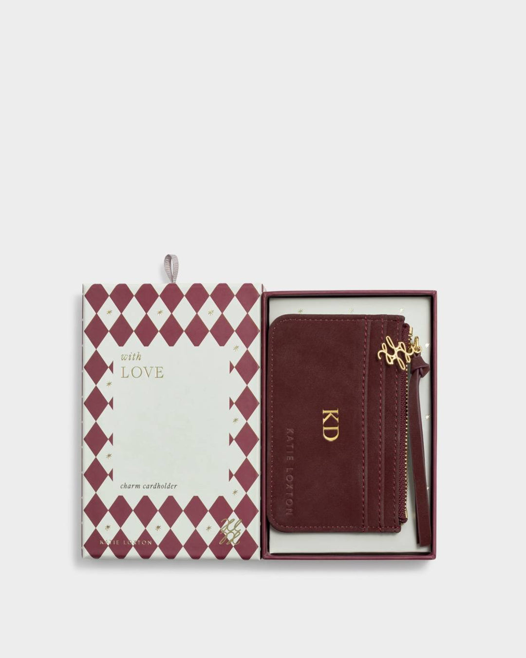 GIFT BOXED COIN & CARDHOLDER | Cherry Suedette | 3 1/8" x 4 1/2"