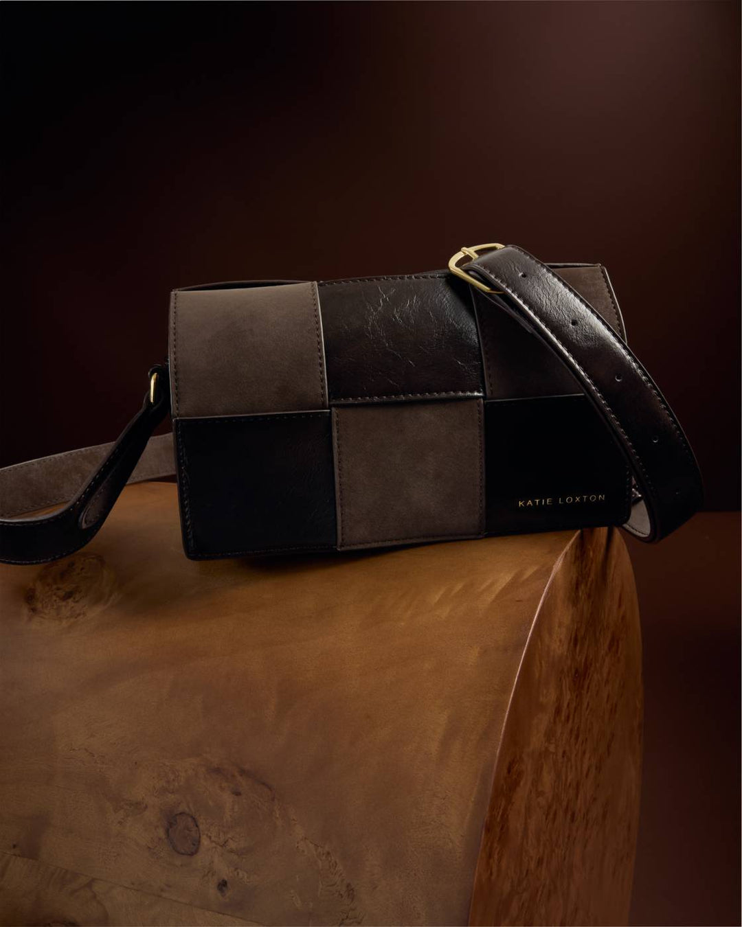 TAYA CROSSBODY BAG | Bitter Chocolate Patent Crackle / Bitter Chocolate Suedette