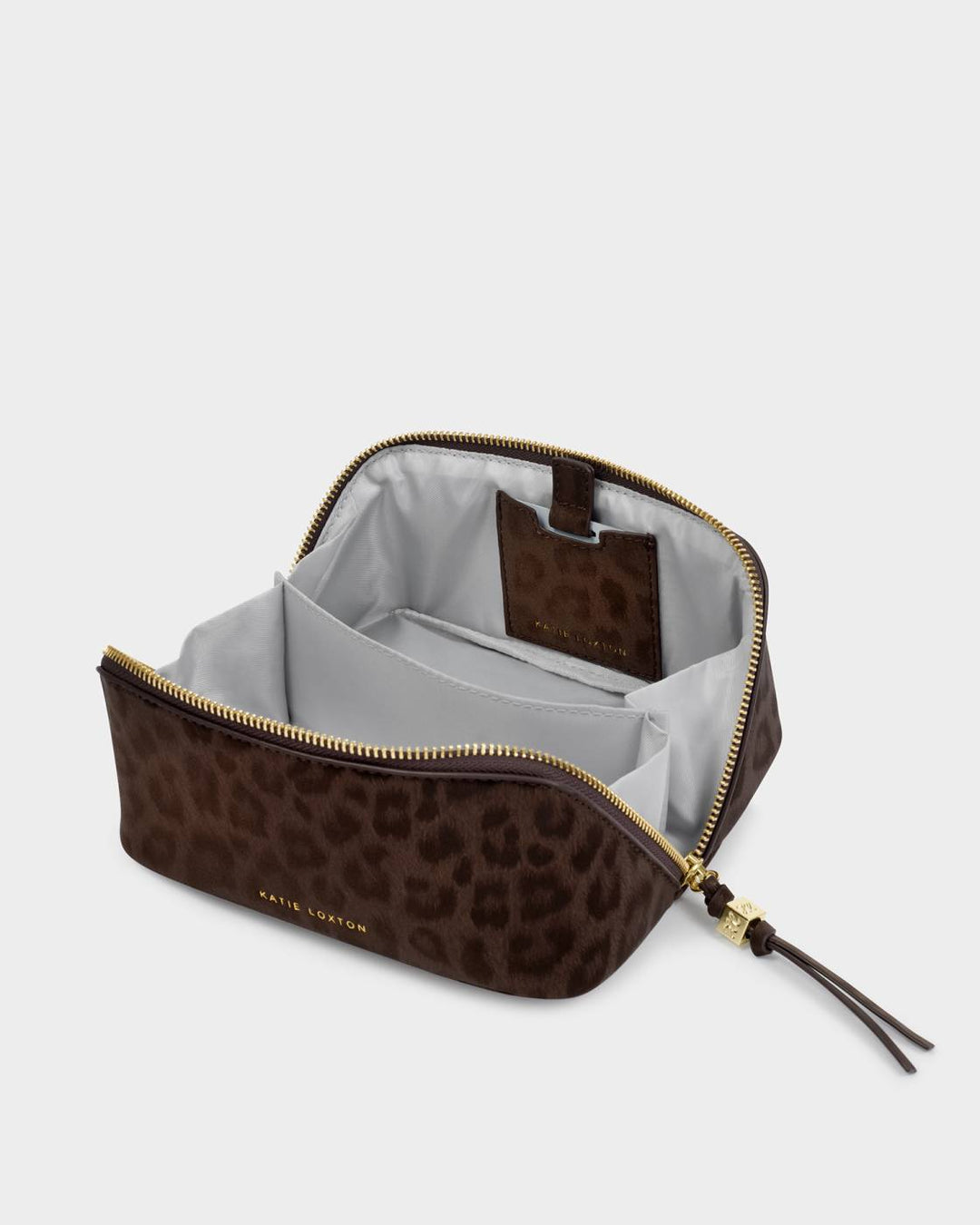 FOLD-OUT MIRROR MAKE UP BAG | Chocolate Leopard | 3 5/16" x 6 3/8" x 3 5/16"