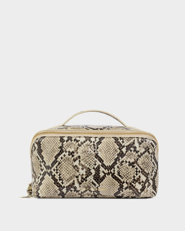 SOHO MEDIUM MAKE UP / WASH BAG | Faux Snake | 4 1/2" x 8 1/4" x 4 1/2"