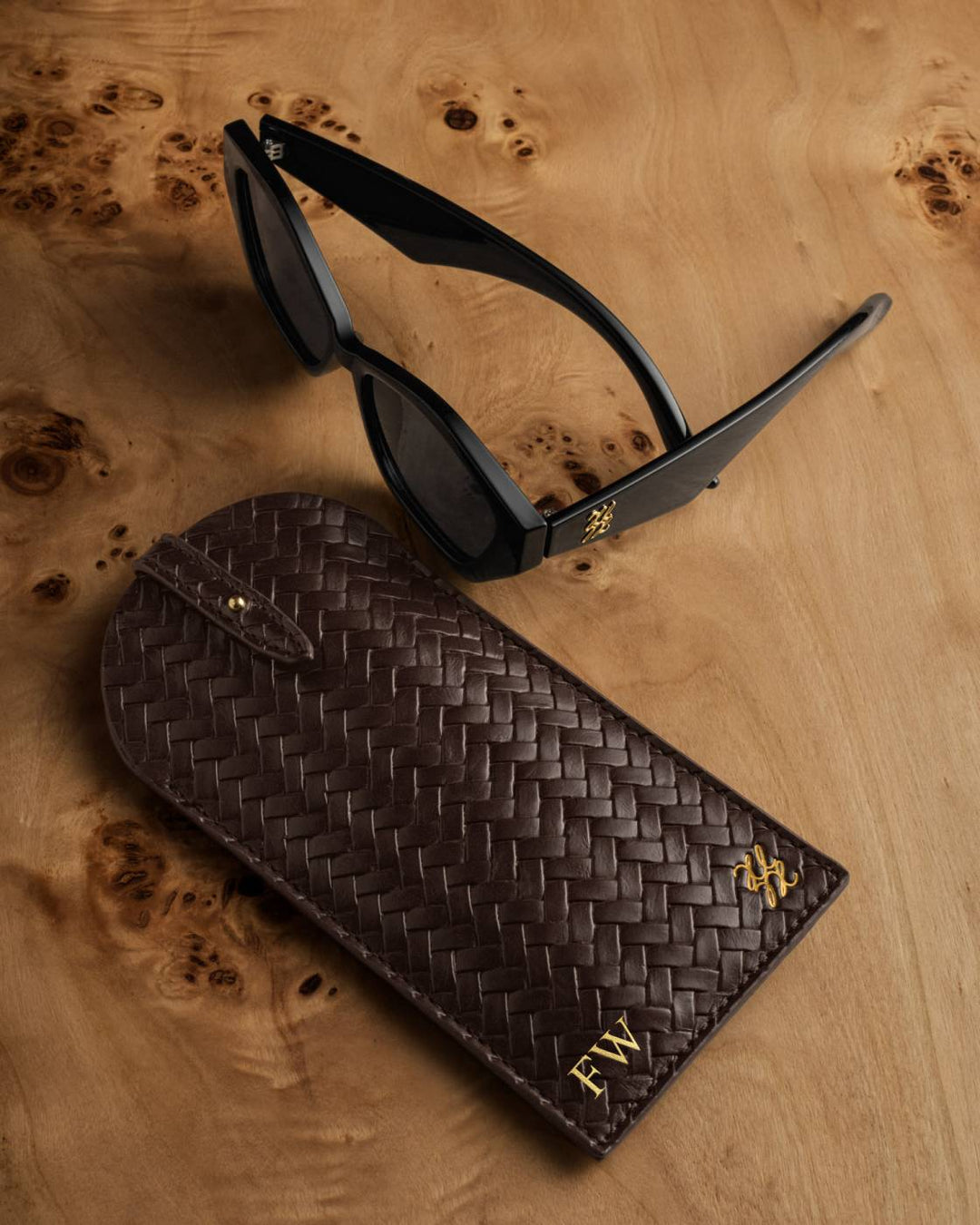 GLASSES SLEEVE | Chocolate Woven | 6 11/16" x 3 5/16"