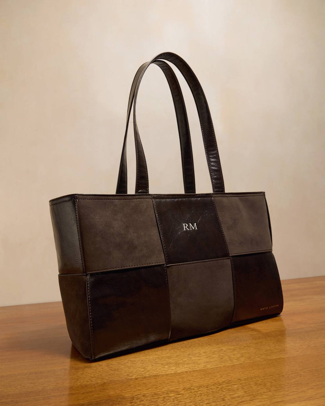 TAYA WOVEN TOTE BAG | Bitter Chocolate Patent Crackle / Bitter Chocolate Suedette