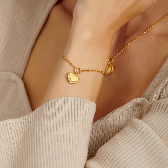 LOVE | HEART BRACELET | Gold Coated | 7 1/16" + 1 3/16" extender