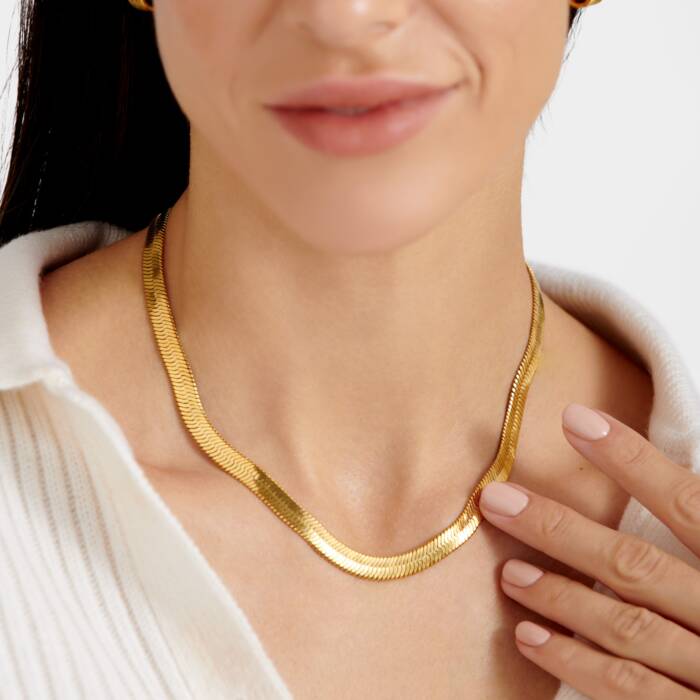CIANA LARGE SNAKE CHAIN NECKLACE | Gold Coated | 16 1/2" + 1 15/16" extender