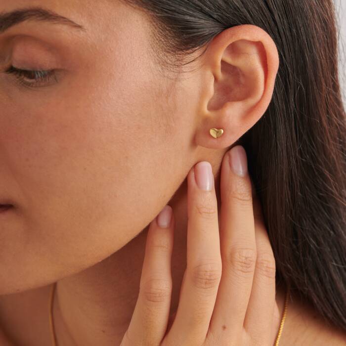 HEART OF GOLD | STUD EARRINGS | Gold Coated | 3/16" x 5/16" x 3/16"