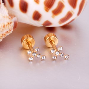 Screwback Stud Earrings - Clara Cross - Gold - EDC