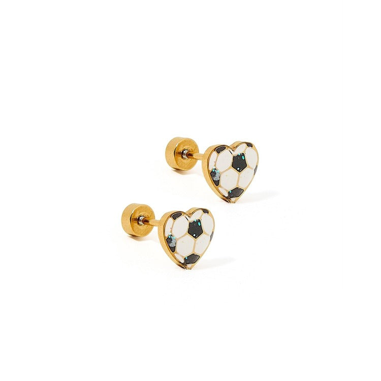 Screwback Stud Earrings - Soccer