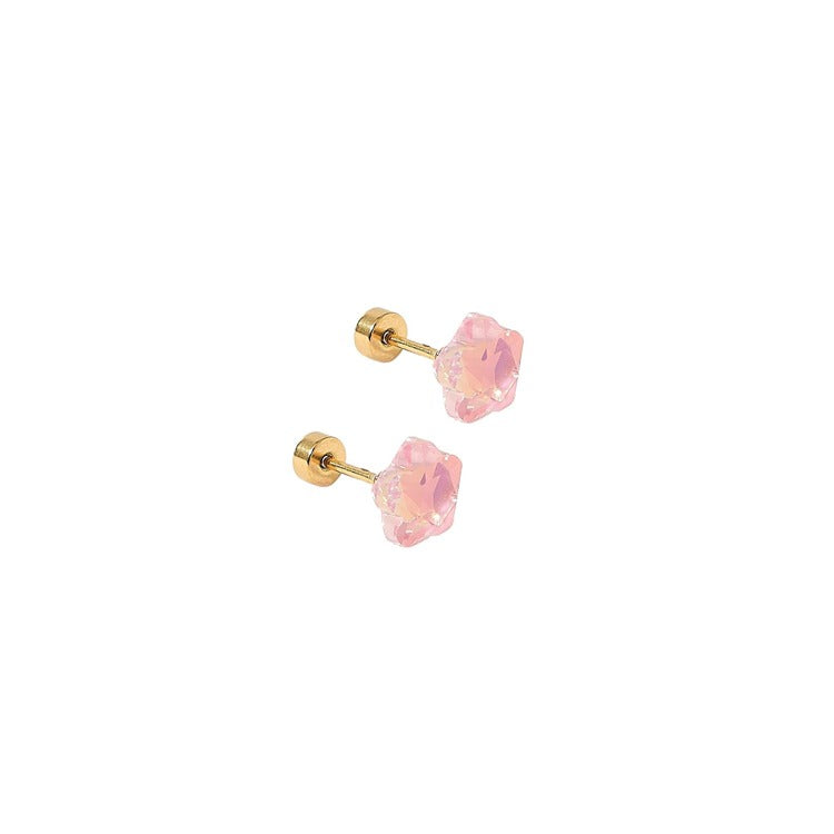 Screwback Stud Earrings Lux - Candy Star Bubblegum Pink