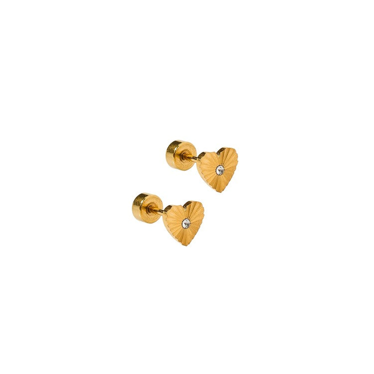 Screwback Stud Earrings - Andrea Heart