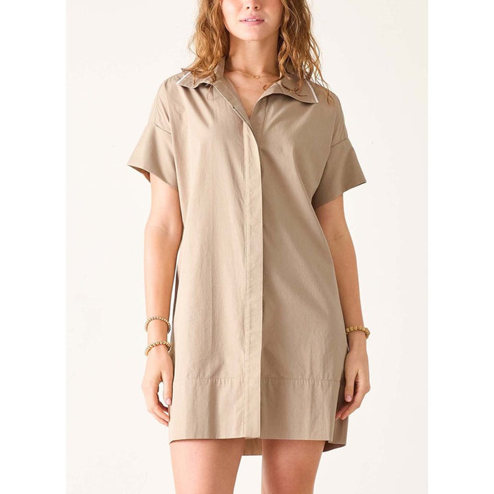 Wide Hem Shirt Dress - Khaki