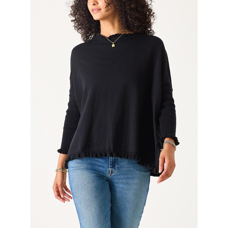 Catalina Cotton Ruffley Sweater - Black