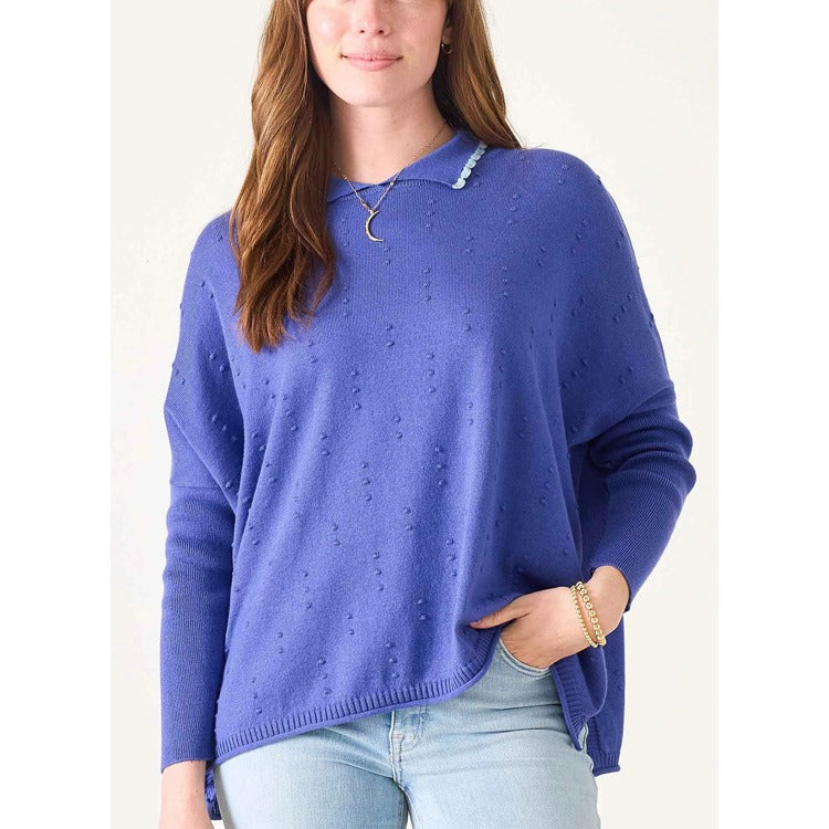 Catalina Cotton Gurley Polo Sweater - Blue Iris