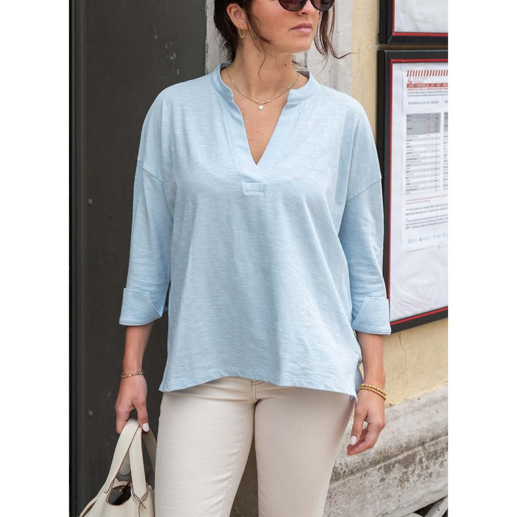 Amelia Cuff Tee - Niagara Mist