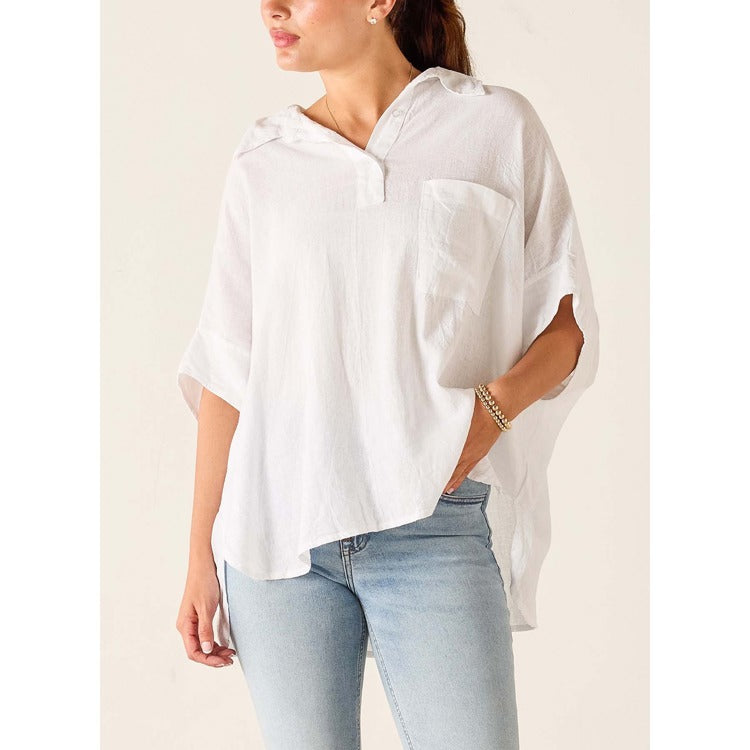 Hermosa Collared Top -White