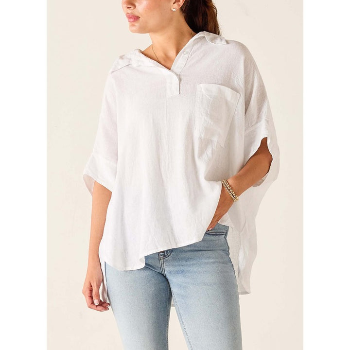 Hermosa Collared Top -White