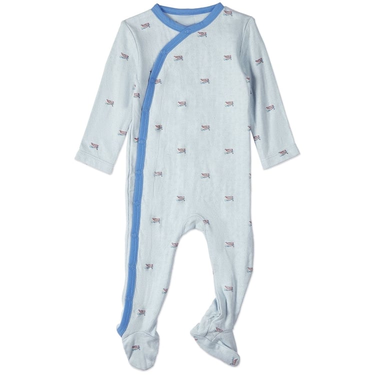 Row Your Boat Gently Pointelle Footie: Blue: 9M