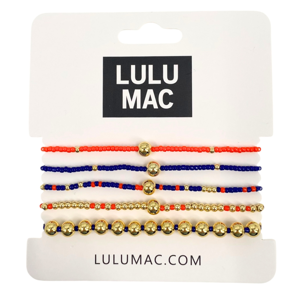 BR-TM-1001 Orange and Navy Bracelet Stack